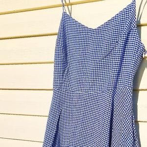 Gingham blue chequered skater dress